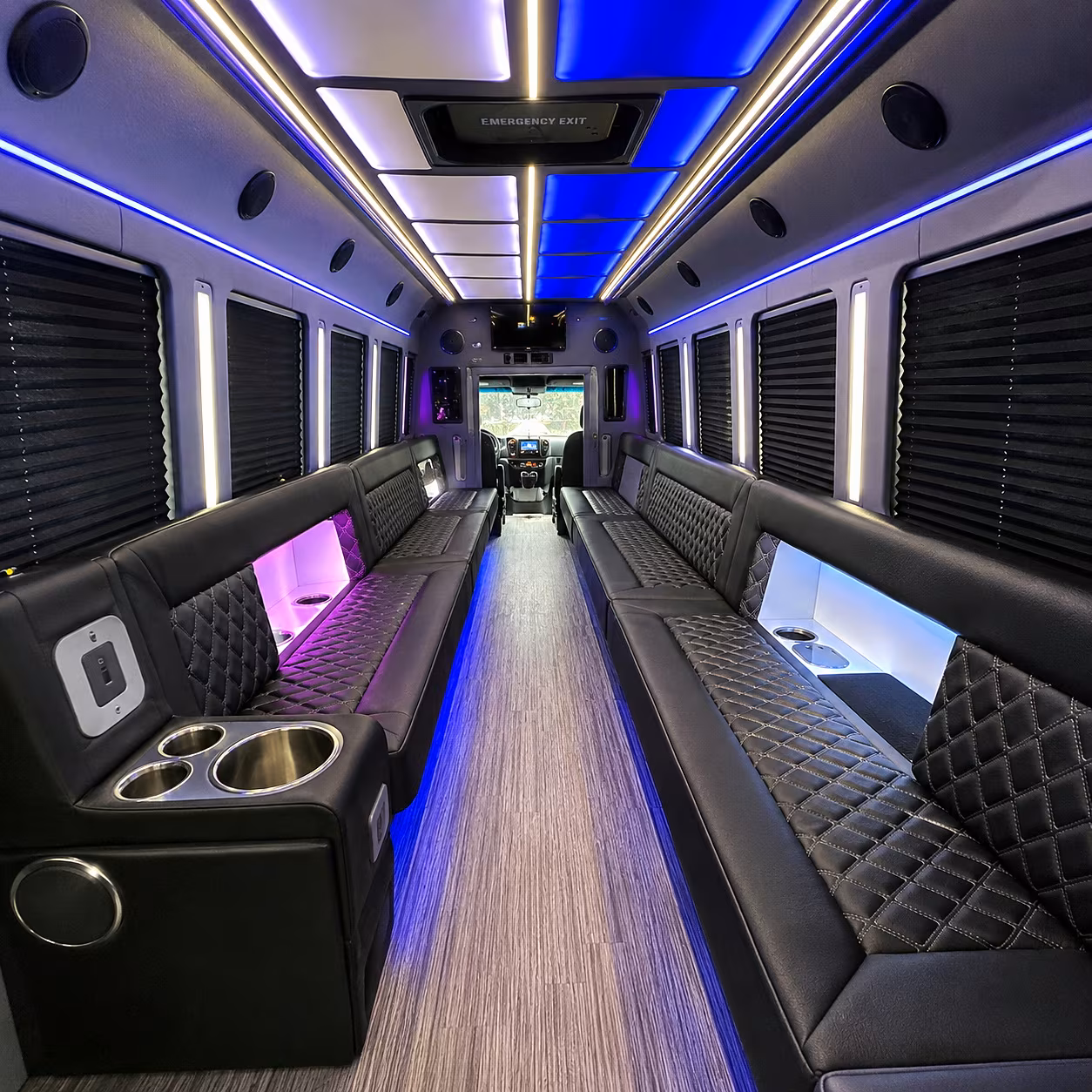 Escondido Wedding Transportation party bus interior
