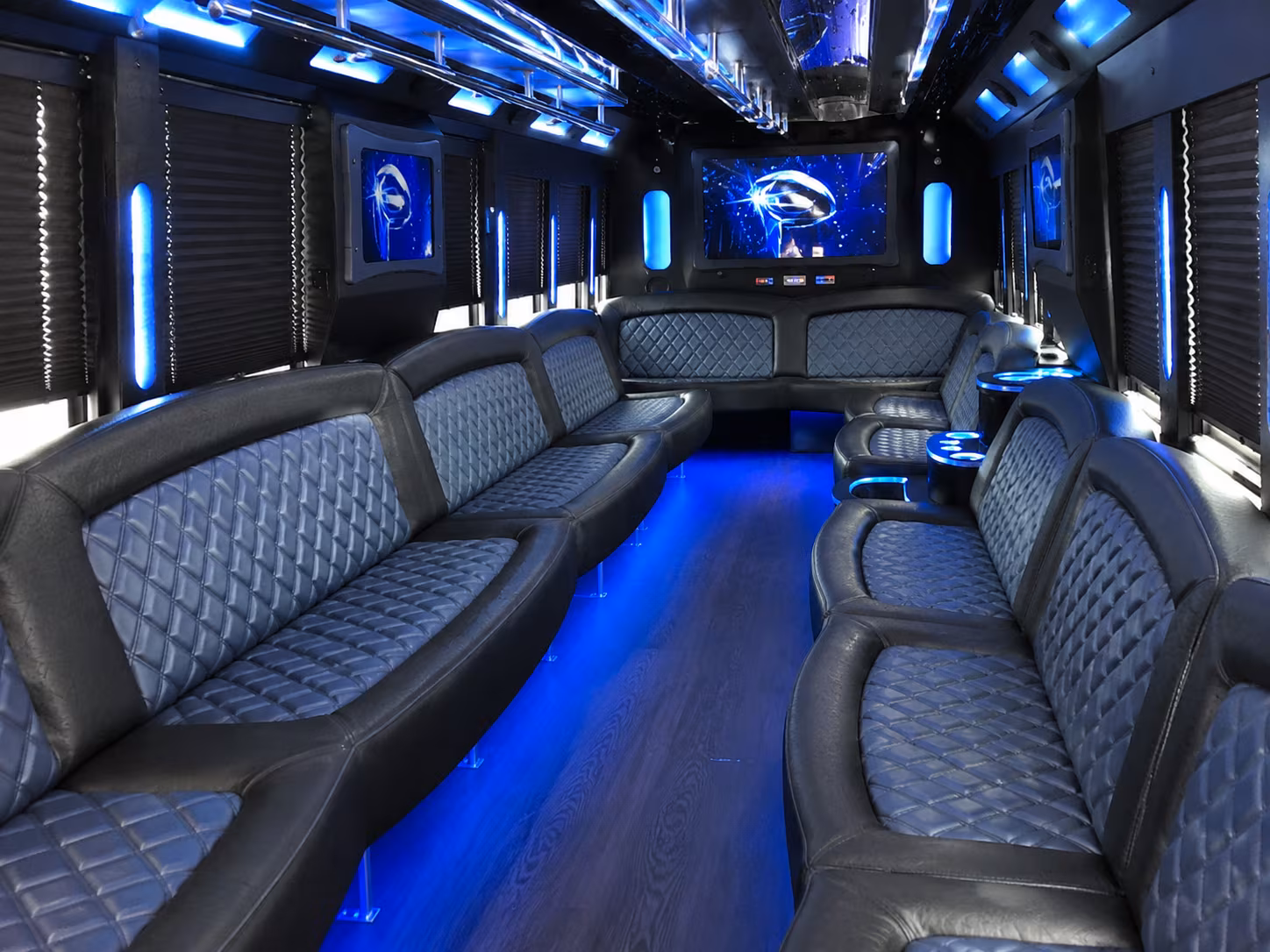 Interior of a party bus rental serving Escondido
