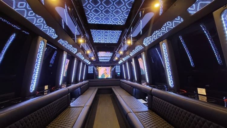 Redding 40 Passenger Limo Bus Interior